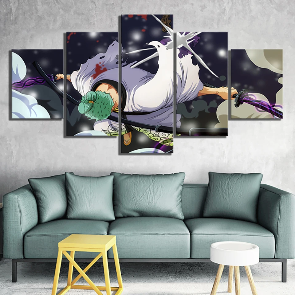 

Picture Home Decoration One Piece 5 Pieces Japan Anime Canvas Modern Painting Wall Art Prints Poster Modular Frame Living Room
