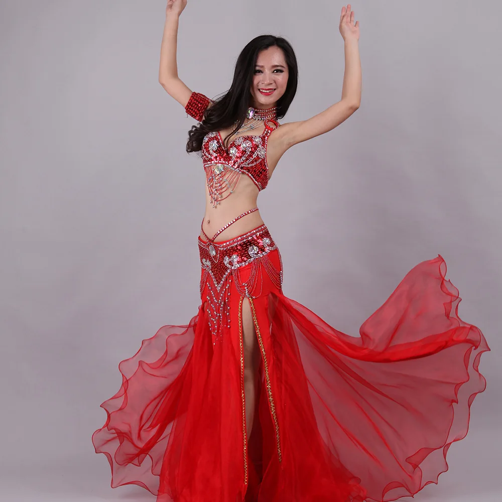 Женский костюм для танца живота модный из 5 предметов с бюстгальтером и юбкой |