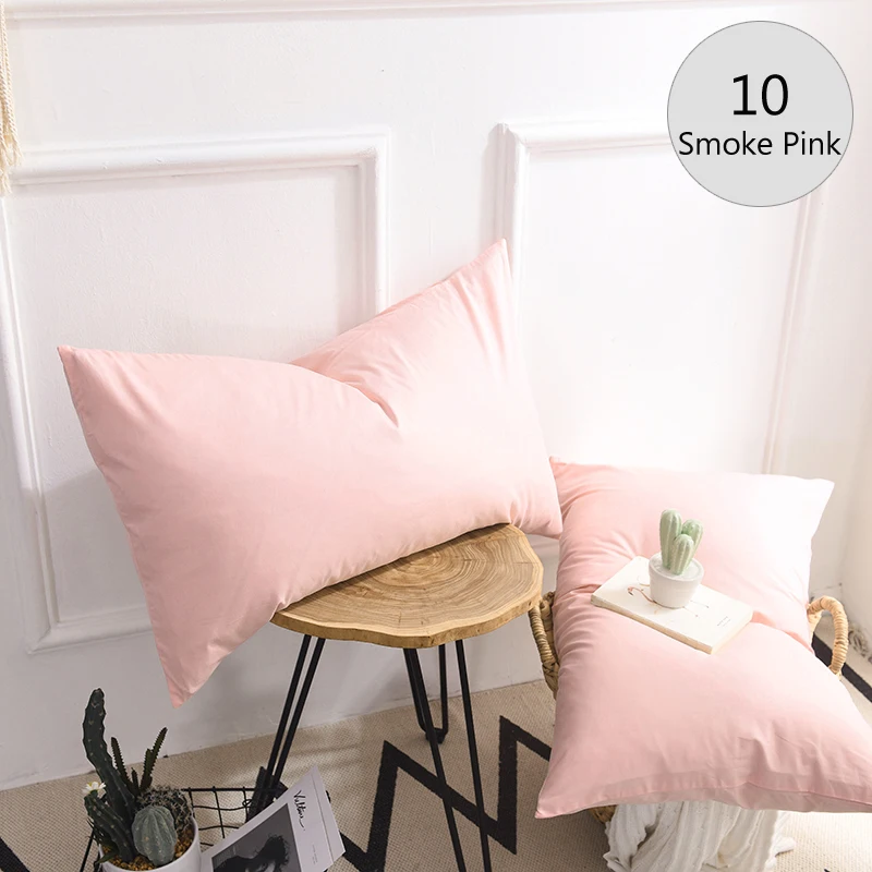 10 Smoke Pink Чистый хлопок Роскошная однотонная наволочка индивидуальная Подушка Чехол 70x70 см 50x70 наволочка постельные принадлежности для отеля 40 - Цвет: 10 Smoke Pink
