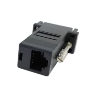 VGA RGB 15pin штекер удлинитель для Lan Cat5 Cat5e RJ45 Ethernet Женский адаптер Разъем Черный |