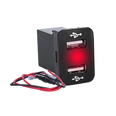 Red 2USB порт 12-24 В розетка для автомобильного прикуривателя адаптер питания с светодиодный цифровой вольтметр метр монитор для Toyota Usb Автомобильное зарядное устройство - Название цвета: Red