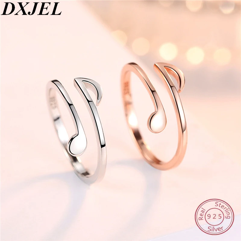 Регулируемые кольца для женщин из серебра 100% пробы с музыкальной нотой|Кольца