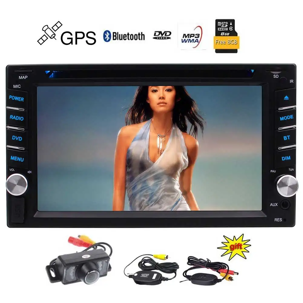 Беспроводная камера в комплекте 2Din автомобильный DVD CD плеер 8 ГБ gps карта FM/AM