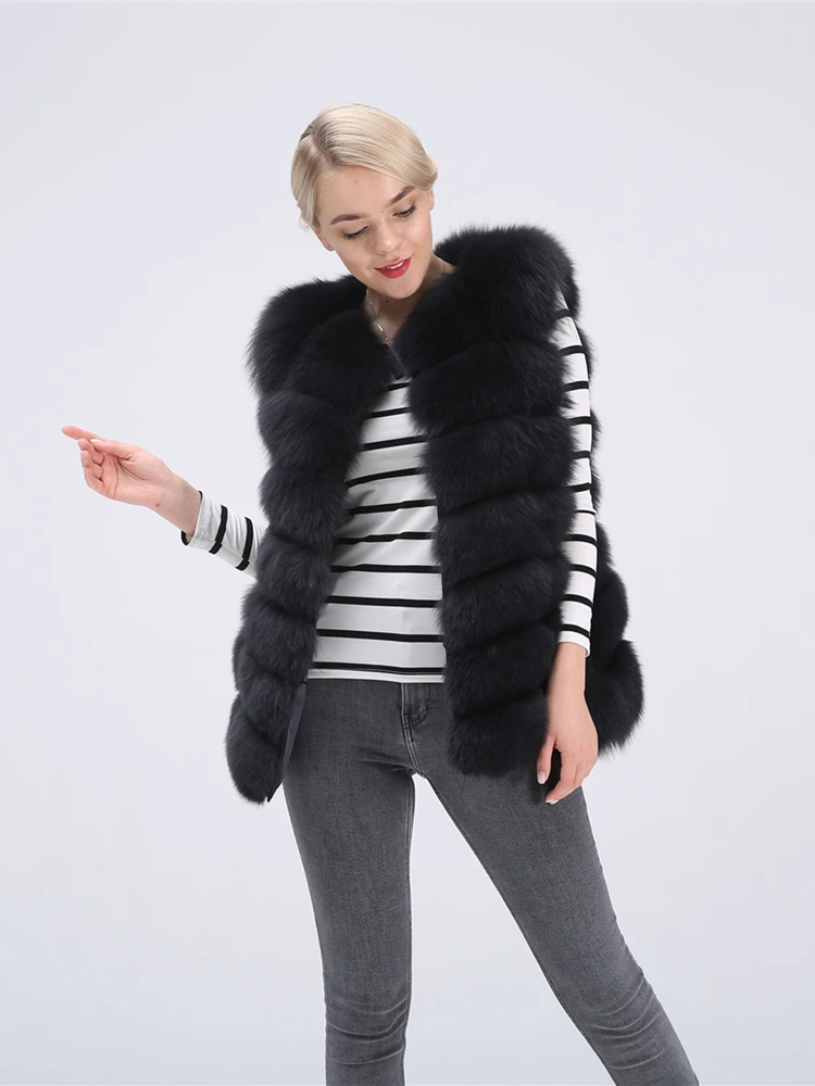 Real Fox Fur Vest Jacket Waistcoat Short sleeveless Vest woman winter warm Natural Fur Vest Real Fur Jacket Fox Fur Coats