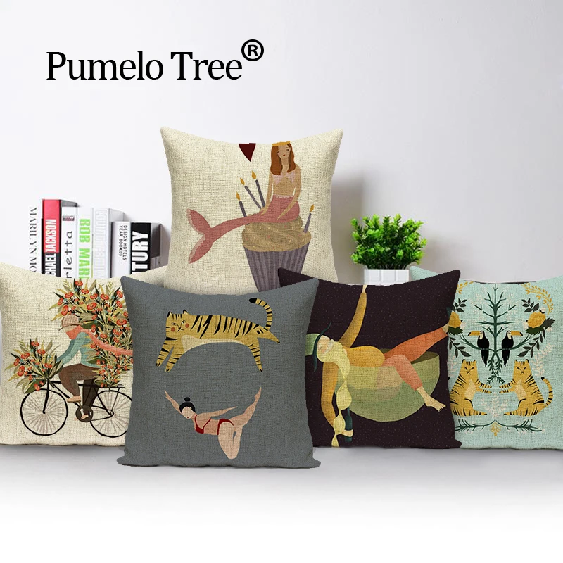 Bicycle flower throw pillows Sofa Seat Customized Pillow Photo cushion cover People and Animal Living Room Custom pillow cover