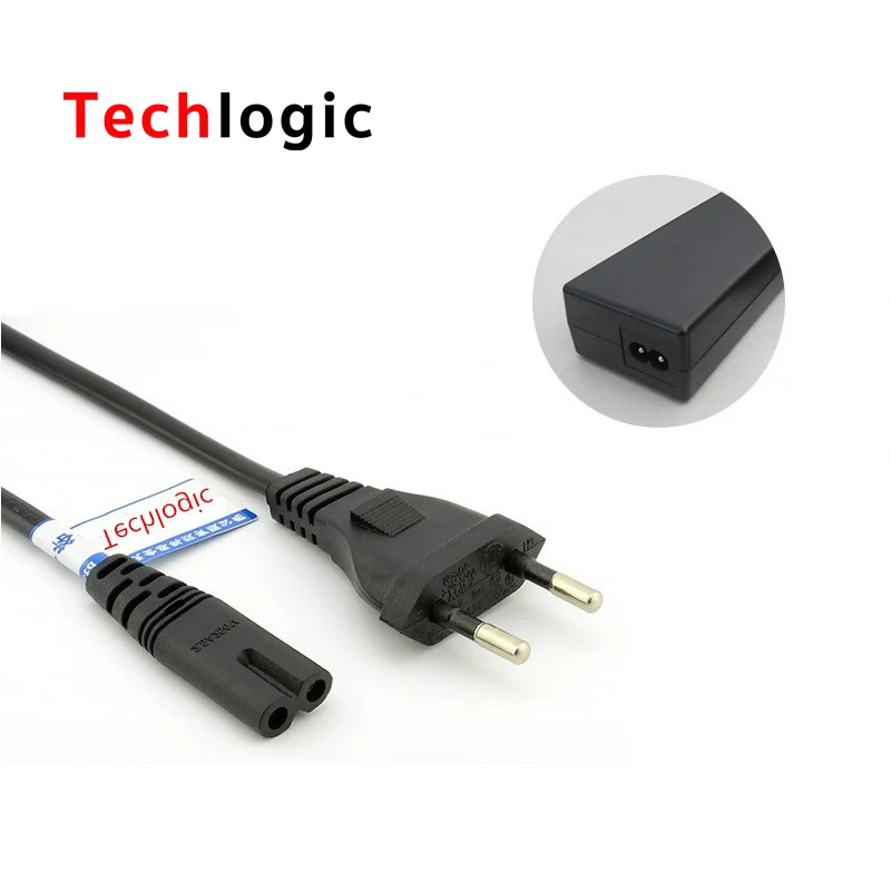 Techlogic 5 футов 1 м европейская стандартная штепсельная Вилка для ноутбука шнур