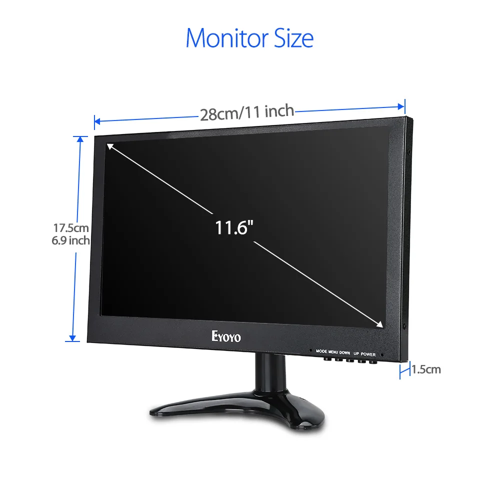 EYOYO 1" TFT-IPS монитор 1920x1080 BNC VGA AV USB HD видео вход с пультом дистанционного управления 400cd/m2 для ПК CCTV DVR камера безопасности