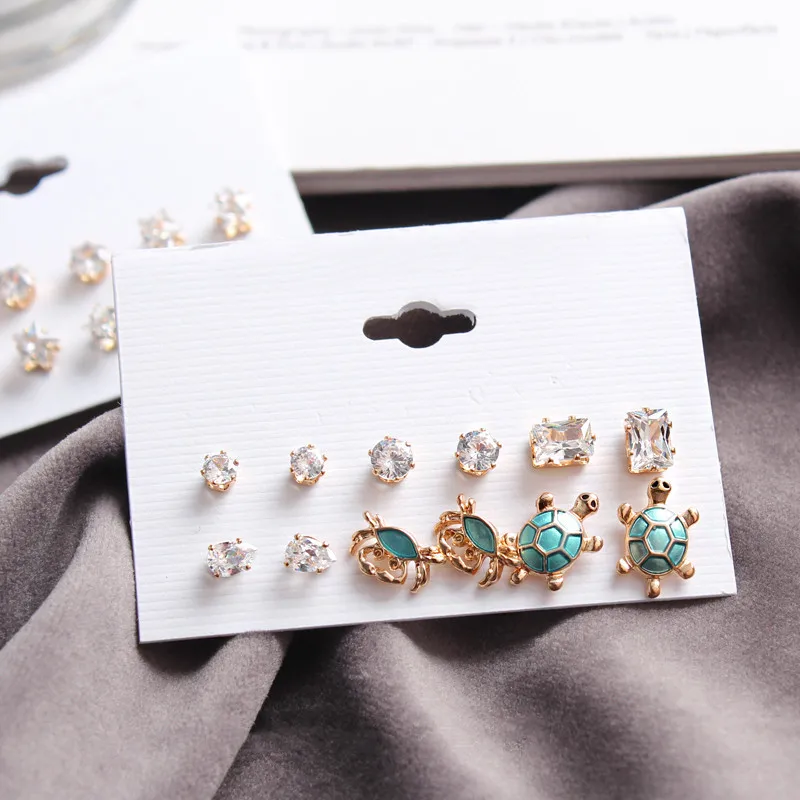 Timlee E214 New Cute Delicate Crab Tortoise Rhinestone Round Alloy Stud Earrings Sets Fashion Accessories wholesale. | Украшения и