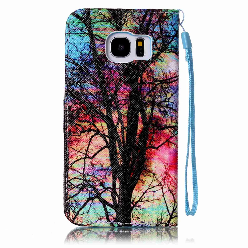 Красочные дерево Радуга кожа флип подставка держатель кошелек + ремешок кожного