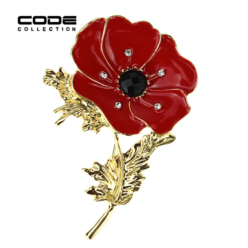Европейский стиль красная брошь аксессуары для костюма Маки Цветы эмаль броши