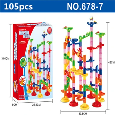 105pcs With box 6 стилей 105 шт DIY Строительные мраморные гоночные шарики лабиринт трек строительные блоки детский подарок для детских развивающих игрушек - Цвет: 105pcs With box