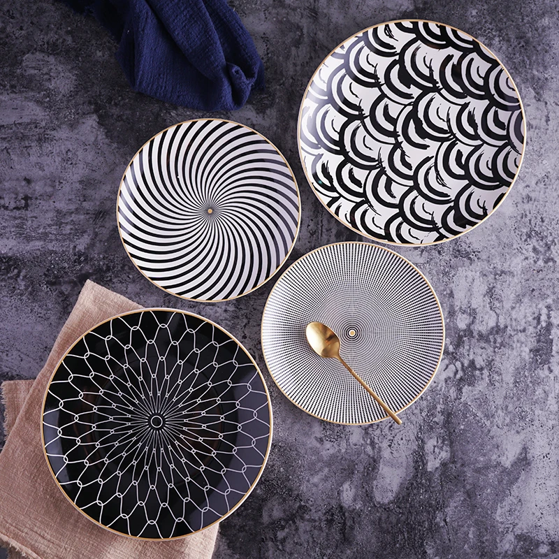 

6 or 8 or 10 inch geometry tableware ceramic Dinner Plate dish porcelain dessert plate dinnerware cake plate