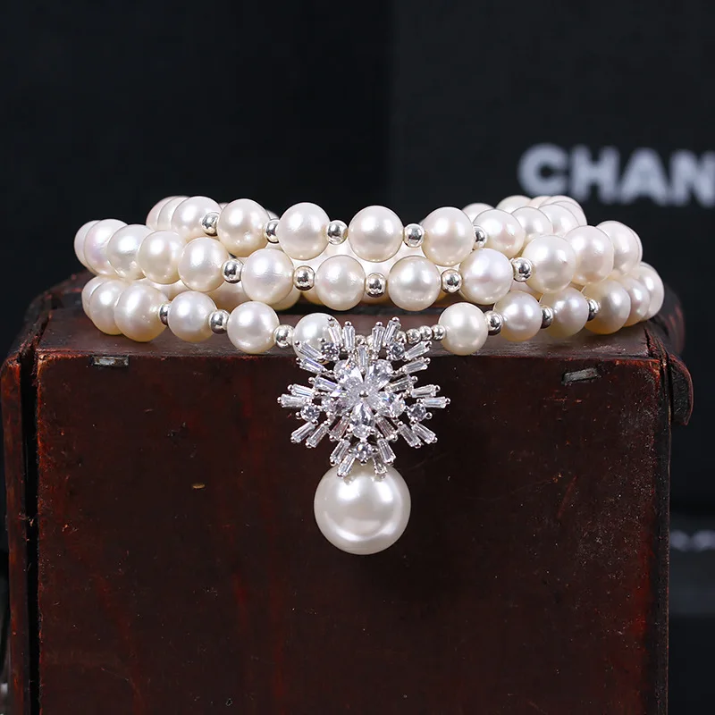 Естественный пресноводный жемчуг Браслеты для женщин YY Fine Jewelry полос S925 серебро