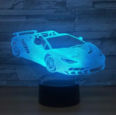 Car 7 Быстрая скорость спортивный автомобиль 3D ночник акриловая пластина 7 цветов меняющийся светодиодный настольный светильник 3D иллюзия лампы для мальчиков подарки - Испускаемый цвет: Car 7