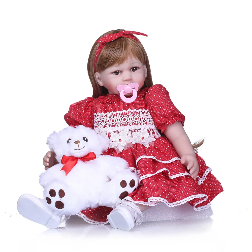 23 дюймовая кукла для новорожденных Alive bebe 58 см Силиконовое красное платье Reborn menino