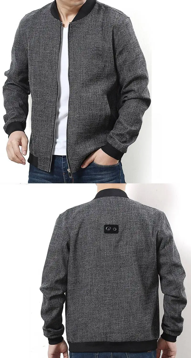 Мужская куртка большого размера 6XL 7XL 8XL 9XL куртка осень и зима с длинными рукавами на молнии повседневное серое домашнее простое пальто 50 52 54