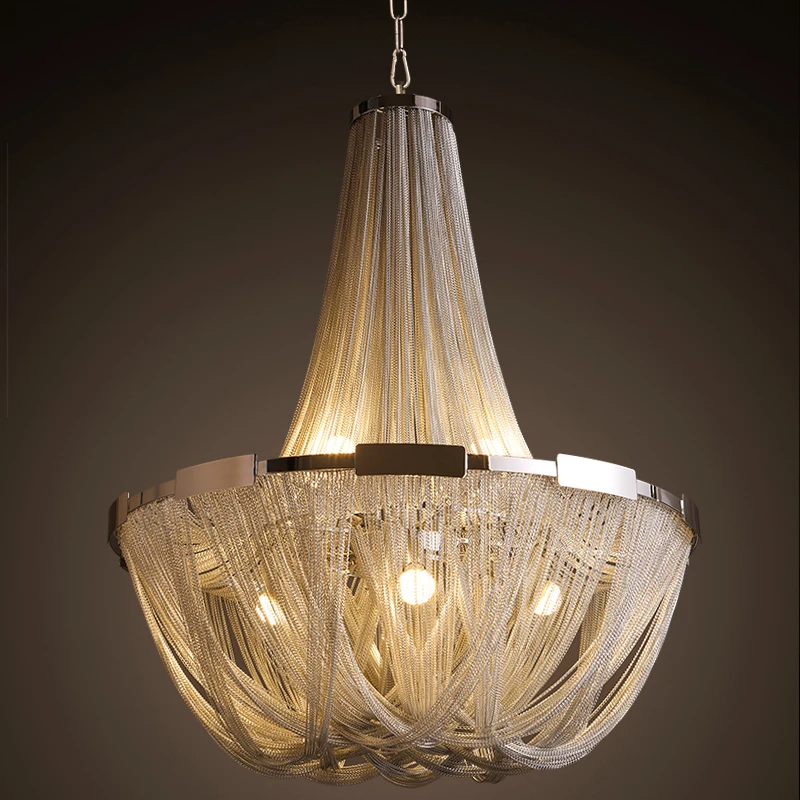 New Design Italy Tassel Pendant Light Silver Aluminum Chain Lamp Lamparas Lustre Led E14 Pendientes Post Modern Hanglamp | Освещение