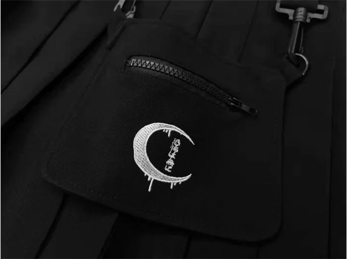 Корейский Ulzzang уличный стиль женский, черный юбки Harajuku Готический мини Стиль панк молния ремень-цепочка школьные плиссированные юбки Женский