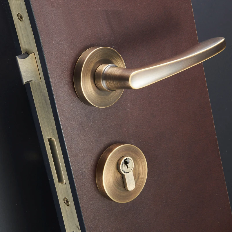 

1 комплект, бесшумная латунная дверная ручка с ключом для однотонной двери/гостиной/спальни/ванной комнаты