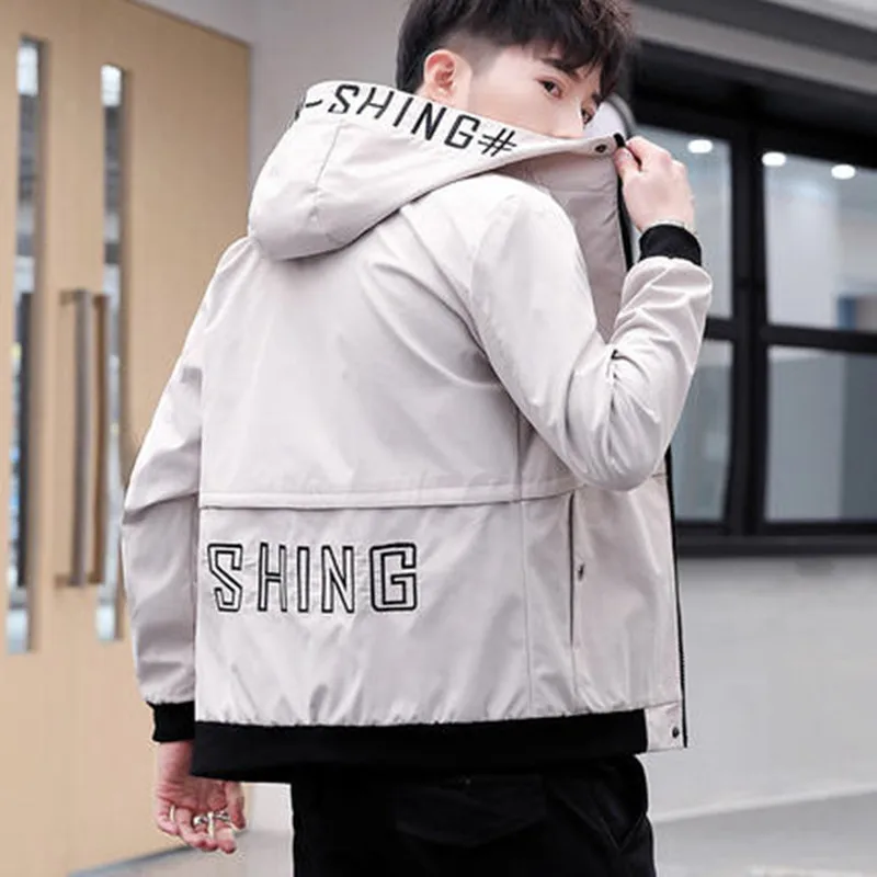 

Spring autumn Men jacket fashion hooded Casual coat mens Solid color Safari style Windbreaker Male zip outerwear Brand clothing