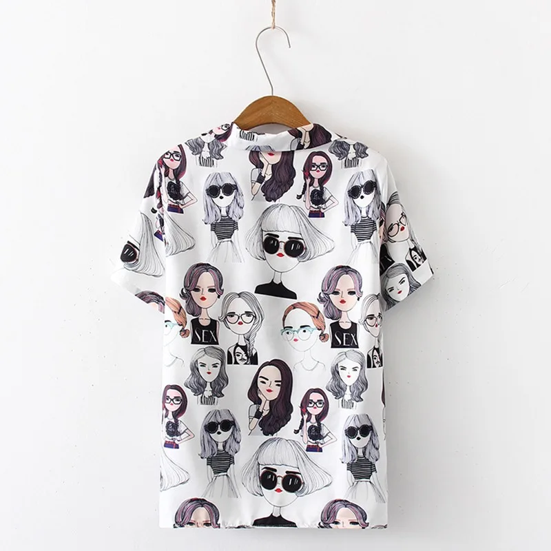 Женская блузка с коротким рукавом и отложным воротником в стиле Харадзюку |