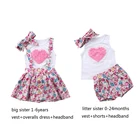 3 шт., хлопковая рубашка с цветочным принтом, без рукавов