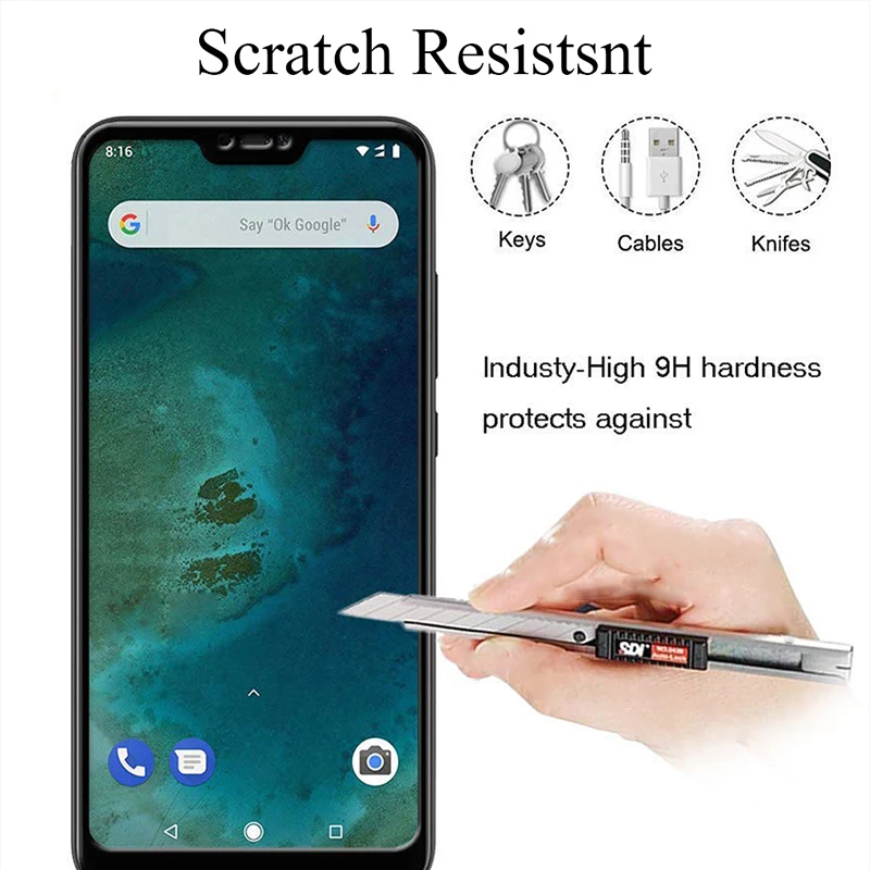 Закаленное стекло 9H для Xiaomi Mi A2 Lite чехол с полным покрытием Защитное A 1 2 A1 2A 1A