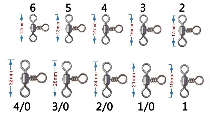 

[1000pcs] Fishing Swivels 3/Three Way Barrel Swivel Cross-Line Rolling Swivel Connector Fishing Accessory Size #4/0~#6