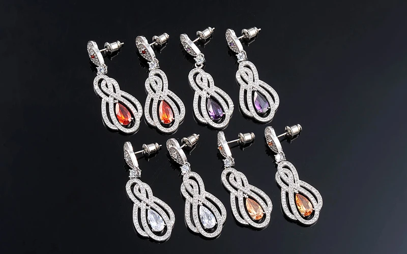 European style Long Earring 925 Sterling Silver Top Cubic Zircon Earings For Women Fashion Engagement Jewelry | Украшения и