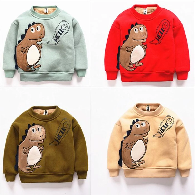 2018 зимний теплый кашемировый свитер для мальчиков Детское пальто с динозавром