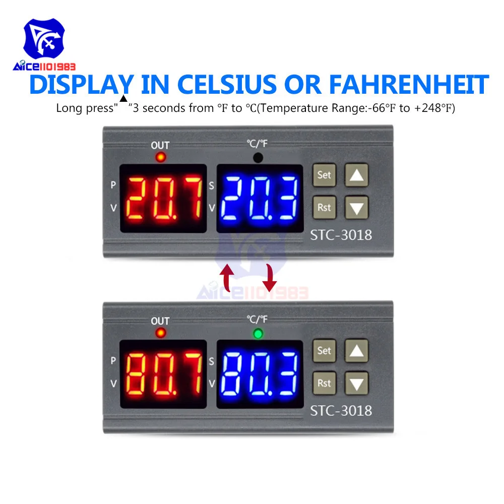 STC 3018 12V 24V 220V термометр двойной светодиодный цифровой трубчатый регулятор