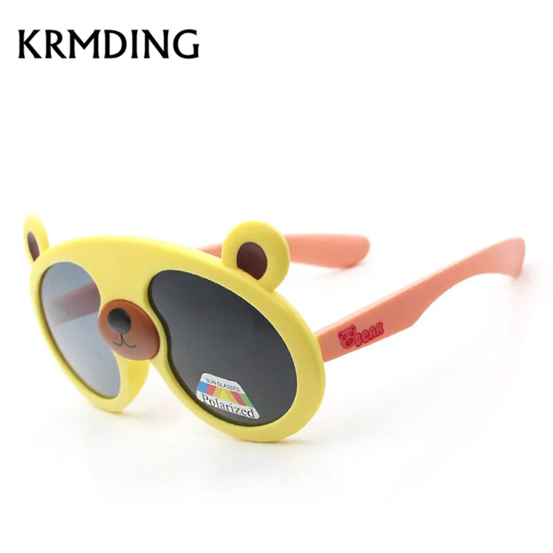 KRMDING Новые поляризованные солнцезащитные очки для детей Для мальчиков и девочек очки для маленьких Детские Силиконовые Анти-осеннее детское платье, красивое платье маленькой солнцезащитные очки Bear UV400