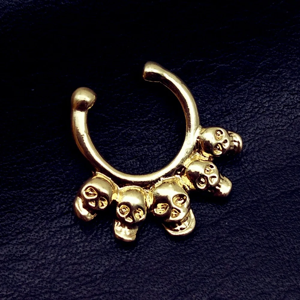 Горячая распродажа! пять черепов ногтей Ложные зажим для носа кольцо Пирсинг nez поддельные перегородки