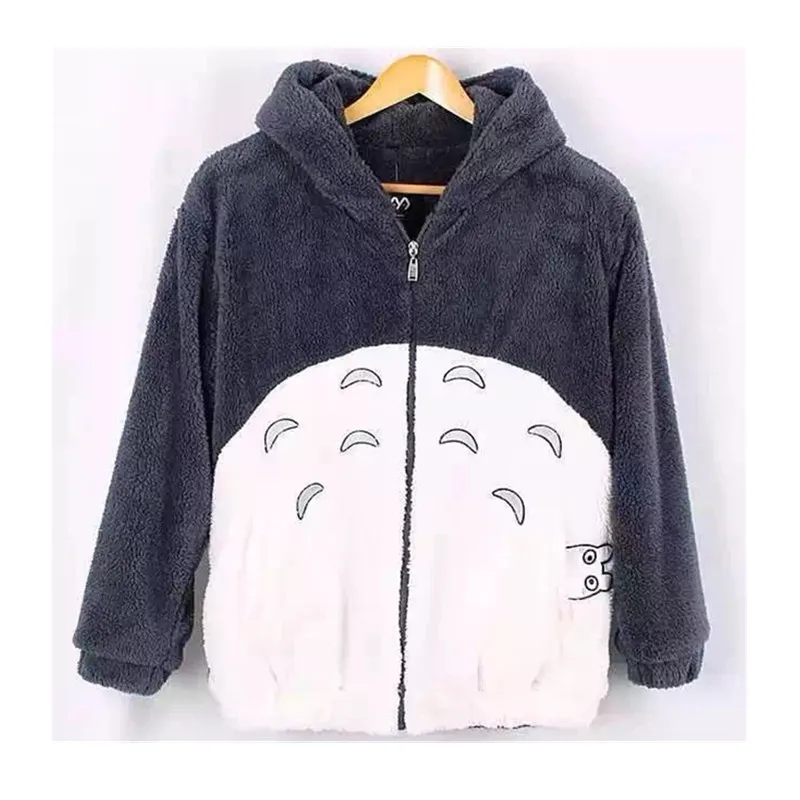 Top Tonari No Totoro осень зима Толстовка Топы, толстовка пальто коралловый флис пальто с ушками Harajuku Kawaii милые костюмы для косплея - Цвет: Top
