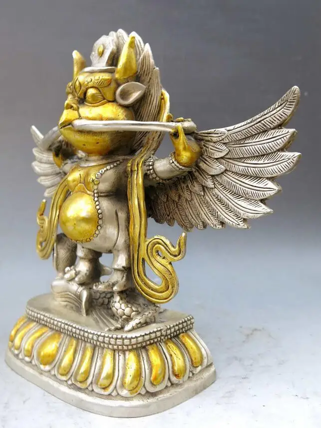 8&quot China hand-made silver gild carved buddhism redpoll buddha sculpture Statue | Дом и сад