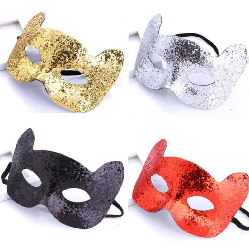  Children Cute Gold Powder Cat Face Mask Kids Masquerade Dance Performance Masks Funny Party Dress Up Props|props|props party |