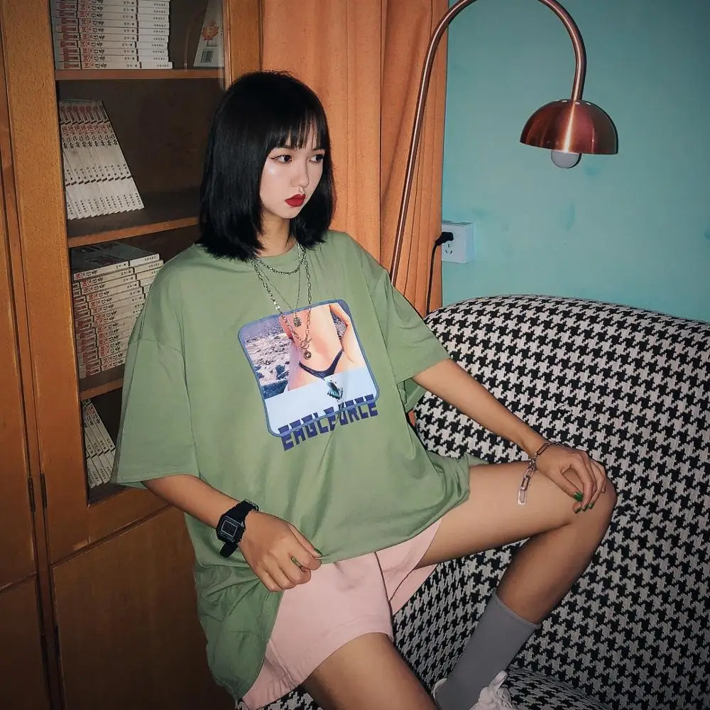 Новая летняя свободная футболка Jasmine 2019 женская с полурукавами и принтом фруктов
