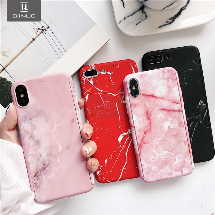 Чехол для телефона QINUO с мраморным камнем 360 градусов iPhone 11 Pro Max X XR XS 6 6S 7 8 Plus 5 5s SE