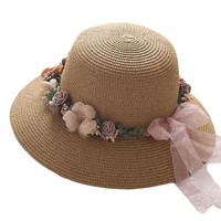 summer womens flower straw hats garland sunbonnet bucket hat wide brim sun beach hat fedora trilby hat chapeu feminino