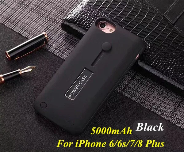 Black for 6 7 8 plus 4000/5000 мАч для iPhone 8/7/6s/6plus, Расширенный чехол для аккумулятора телефона для iPhone X/8/7/6s/6, портативный внешний аккумулятор, чехол для зарядного устройства - Цвет: Black for 6 7 8 plus