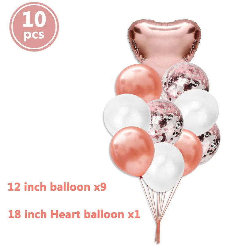 10pcs heart rosegold Пустышка, Детские латексные воздушные шары из фольги, вечерние украшения для мальчиков и девочек - Цвет: 10pcs heart rosegold