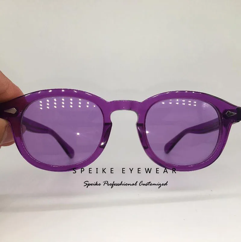Purple frame SPEIKE, индивидуальные винтажные фиолетовые линзы, солнцезащитные очки, Джони Депп, лемтош, стиль ретро, очки для ночного видения, могут быть близорукими, солнцезащитные очки - Цвет линз: Purple frame