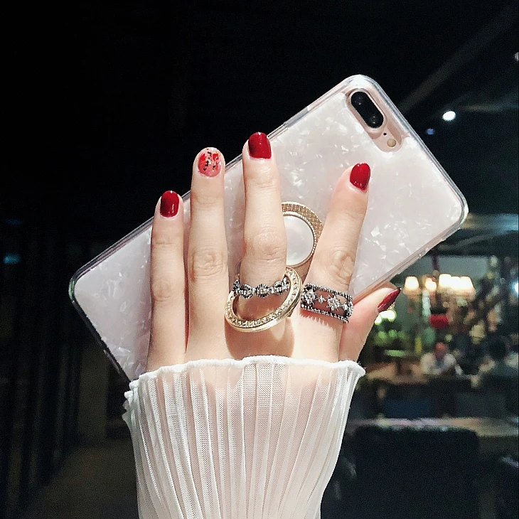 Жемчужный чехол для телефона из горного хрусталя iPhone 6 6S Pearl Ring Поддержка Kickstand
