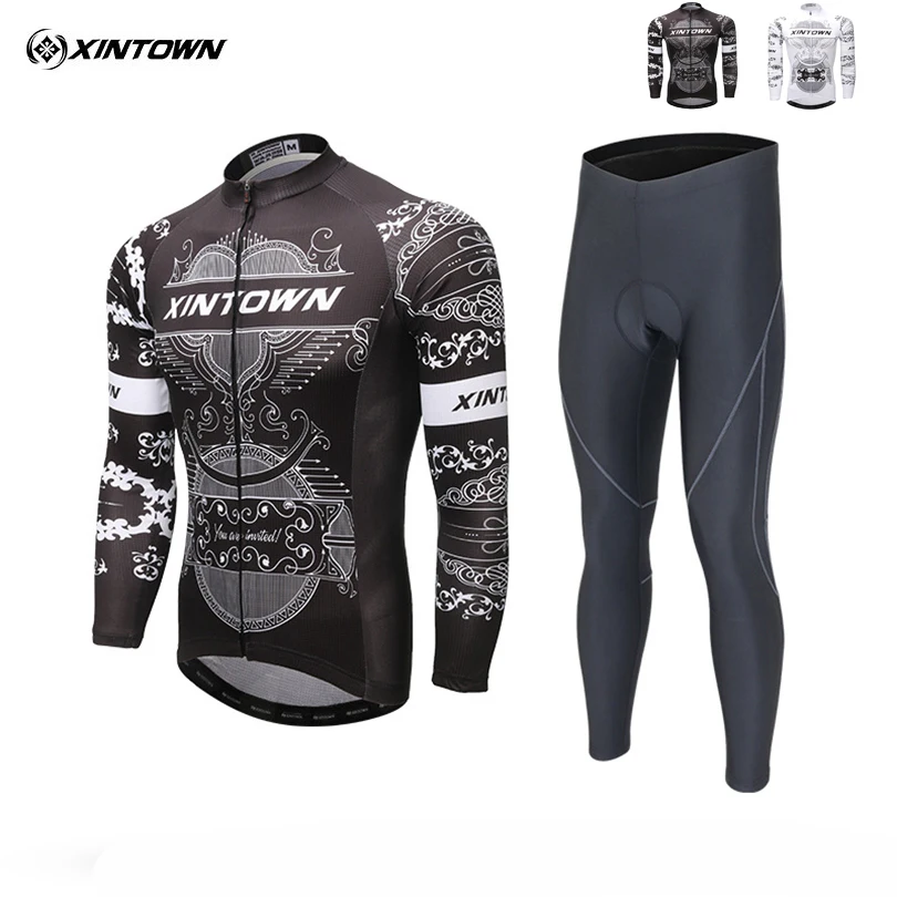 

XINTOWN Team PRO Riding Team Bike Jersey Maillot Set Men's Long Sleeve Breathable MTB Bike Bib Pants Cycling Wear Ropa Ciclismo