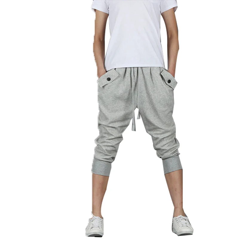 Популярные повседневные свободные мужские укороченные штаны шаровары