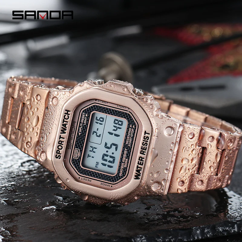 SANDA водонепроницаемые цифровые часы для мужчин модные уличные спортивные