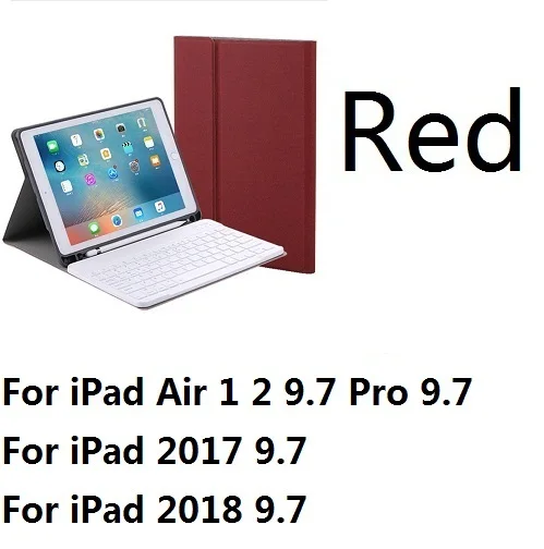 For iPad 9.7 Red Сплит дизайн для Apple iPad Air 10,5 iPad Mini Pro10.5 кожаный чехол с Bluetooth клавиатурой Чехол Карандаш держатель - Цвет: For iPad 9.7 Red