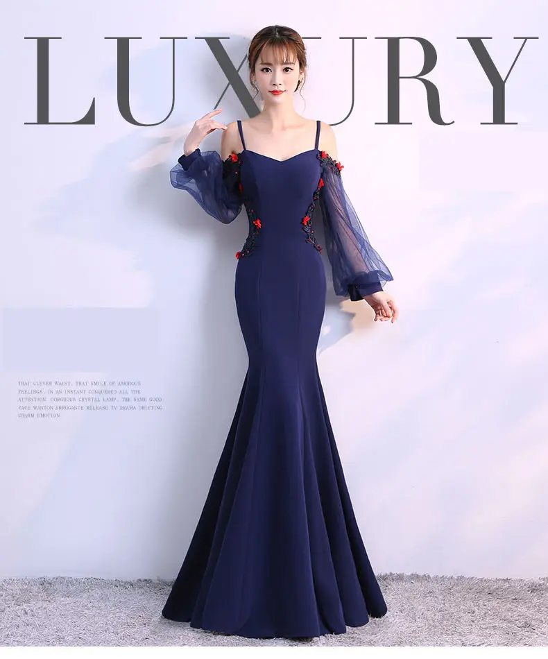 Vestidos Макси платье сексуальное женское вечернее платье Русалка Сетчатое платье-фонарь рукав цветок формальное платье для вечеринки Элегантное Длинное платье для женщин