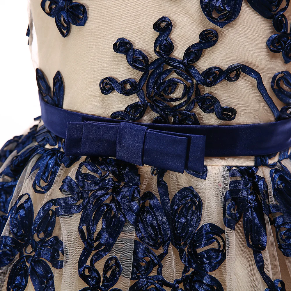 2019 г. нарядная одежда принцессы без рукавов с объемной вышивкой для девочек