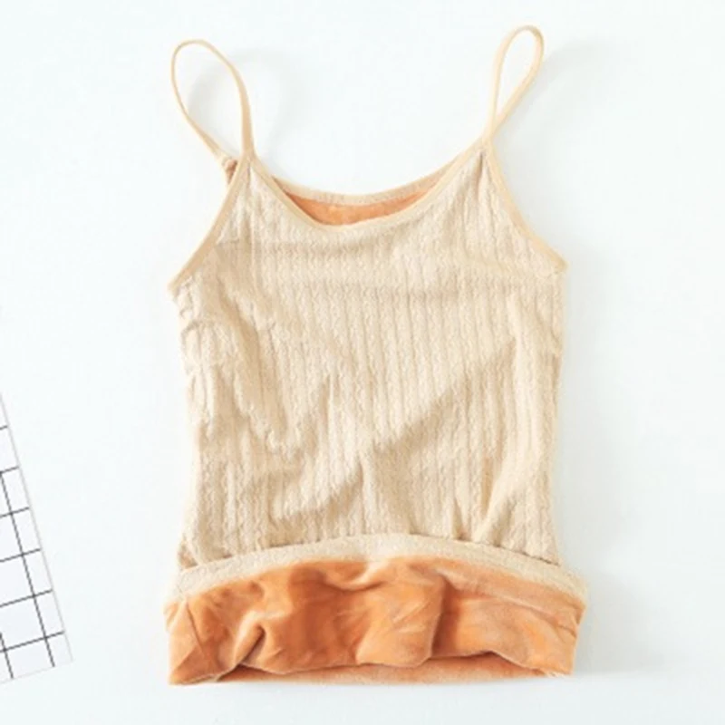 2020 New arrival Autumn Winter Warm Women Vest Thick Velvet Female Camis Tank Top Flexible Slim Sleeveless Femme | Женская одежда
